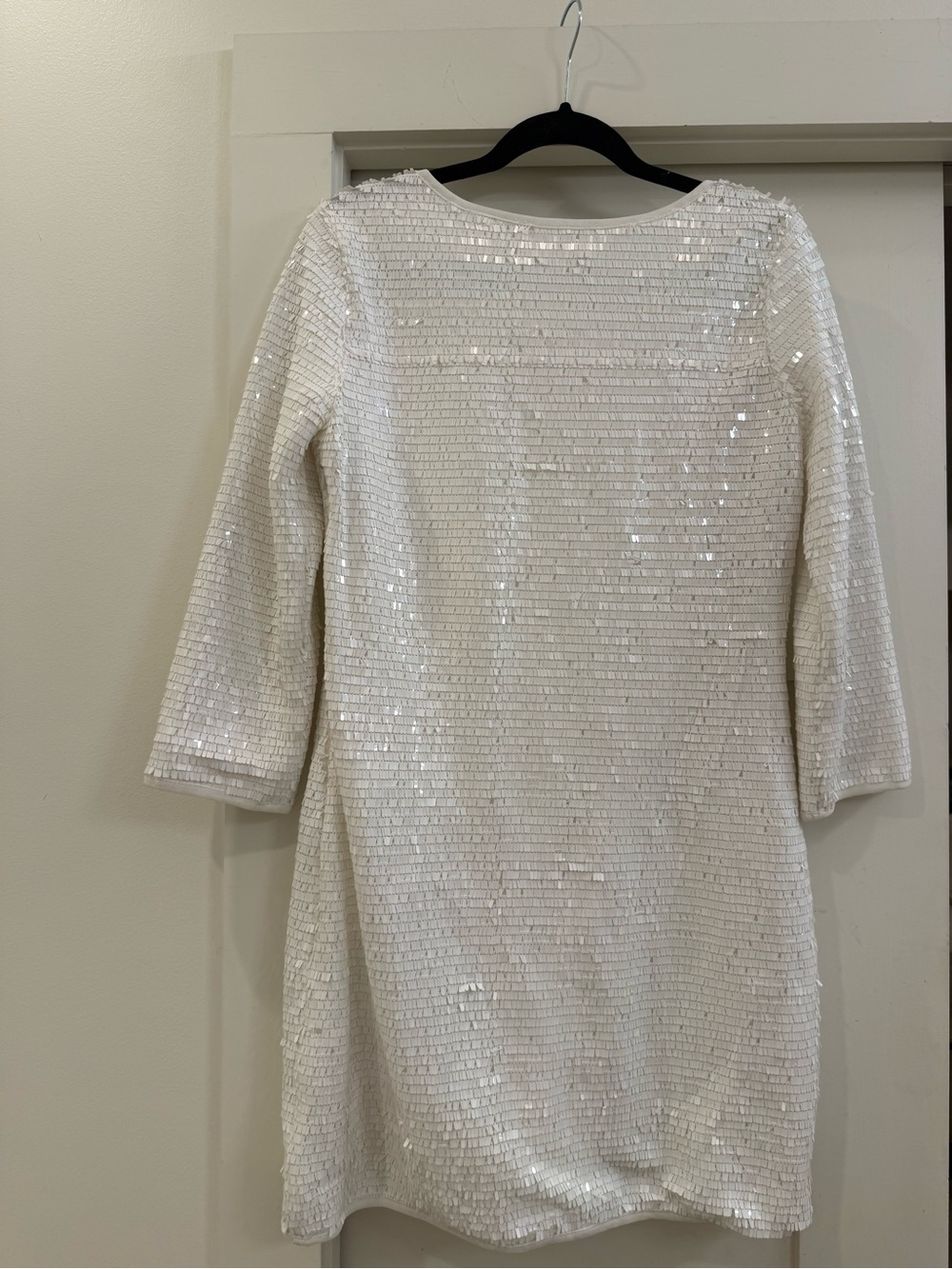 Sugarlips White Sequin Long Sleeve Shift Dress